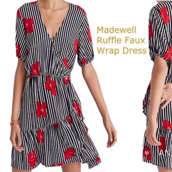 MADEWELL Ruffle Faux Wrap Dress Candied Orchids - Picture 2 of 9